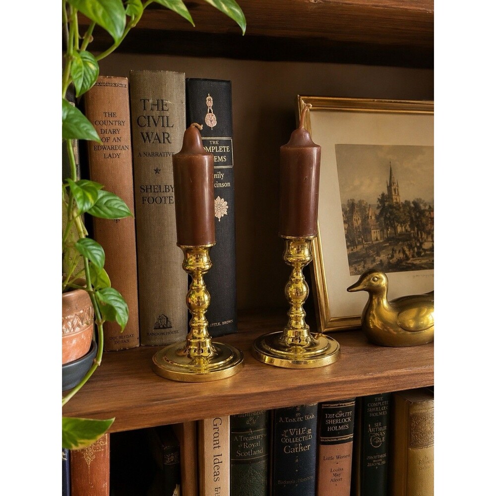 Vintage Baldwin Solid Brass Candlestick Holders Set Of 2  Forged In America
